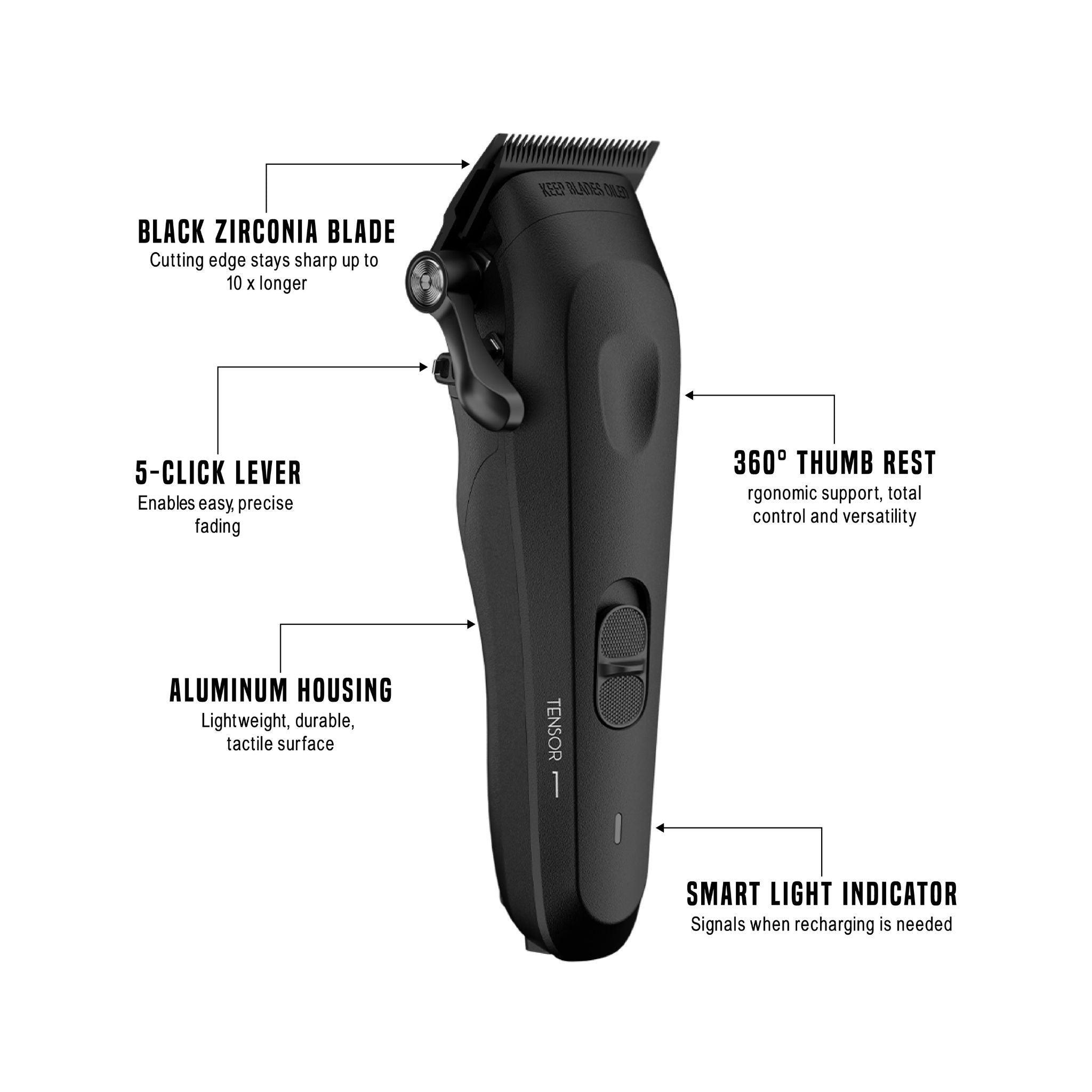 Tensor 1 Black – Barbier et tondeuse à cheveux professionnels alimentés par l’IA